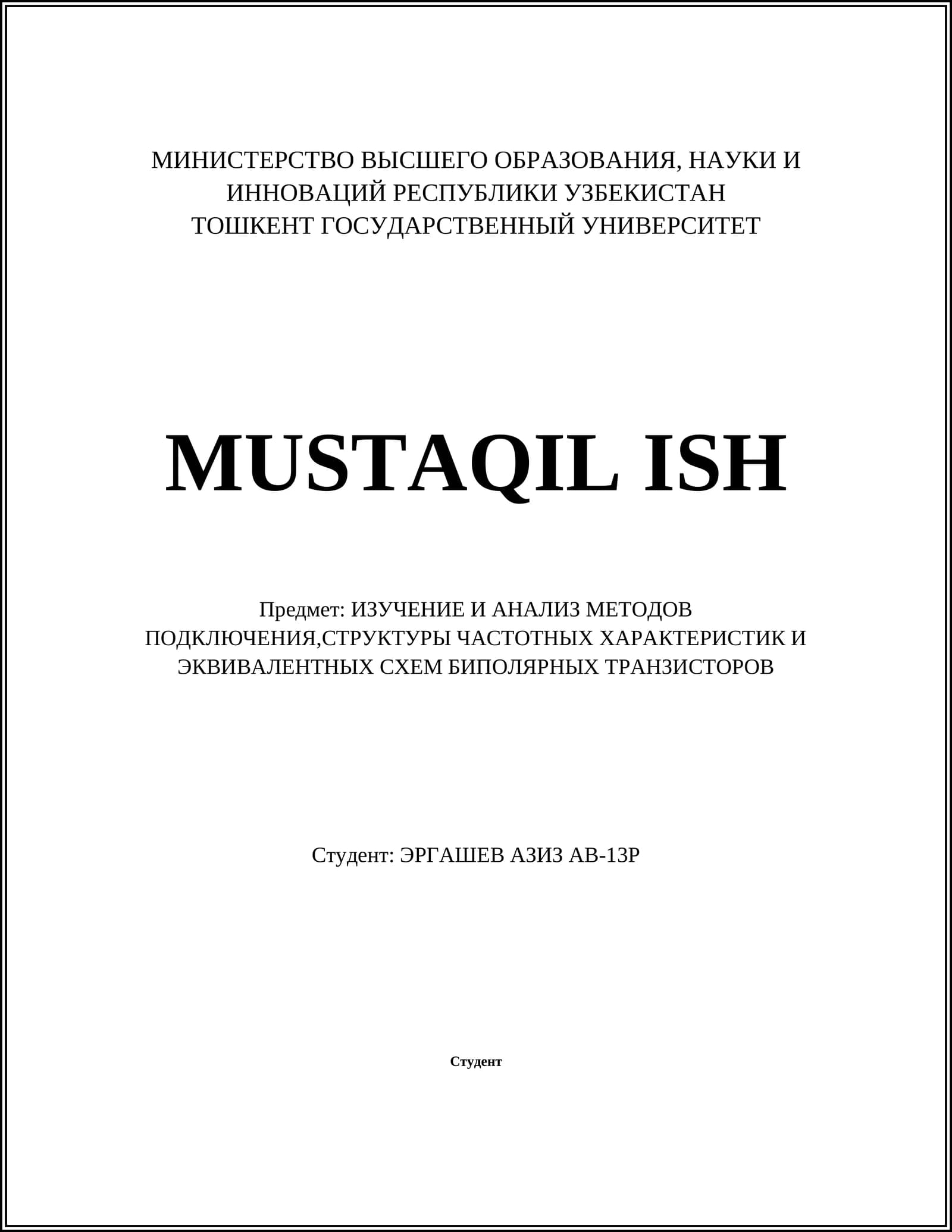 MUSTAQIL ISH