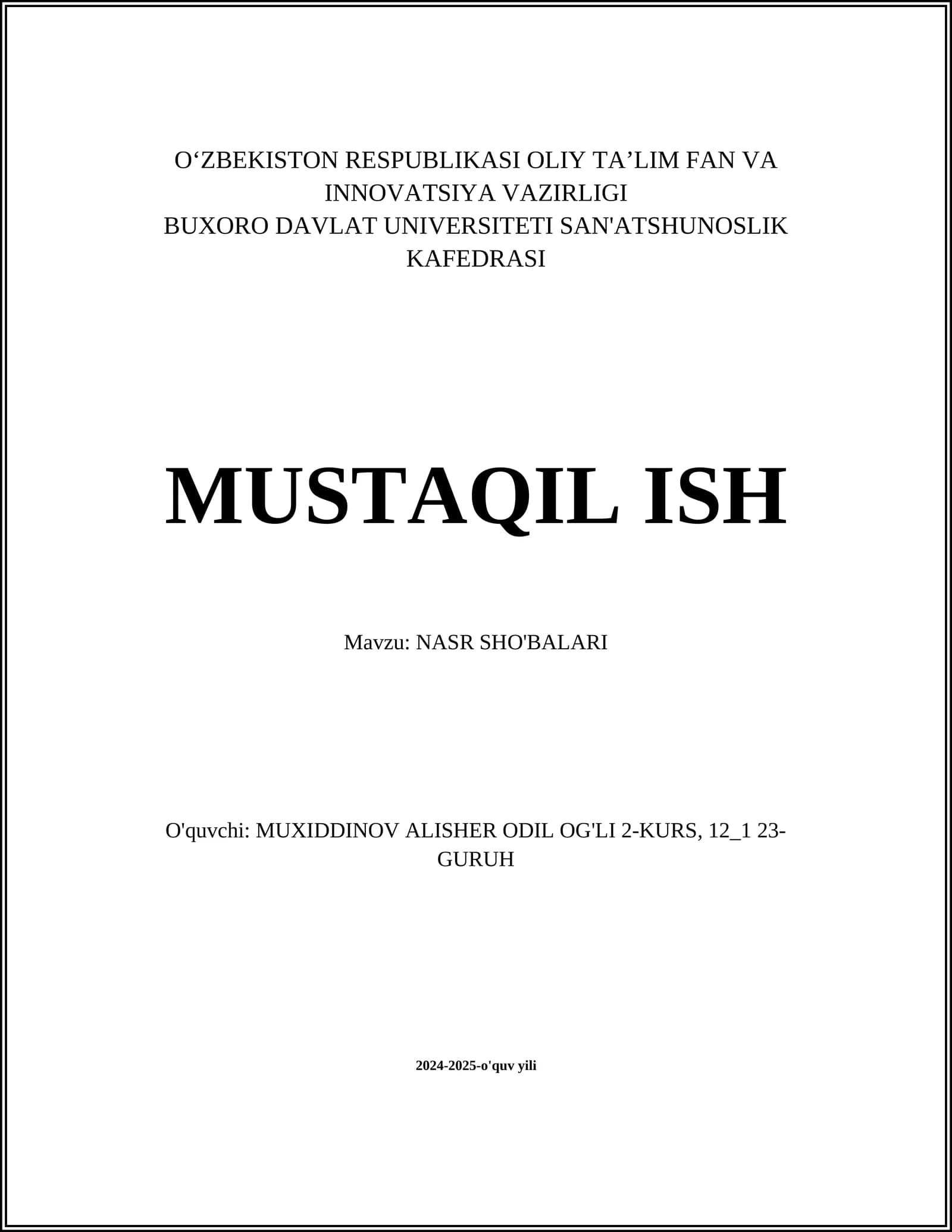 NASR SHO'BALARI