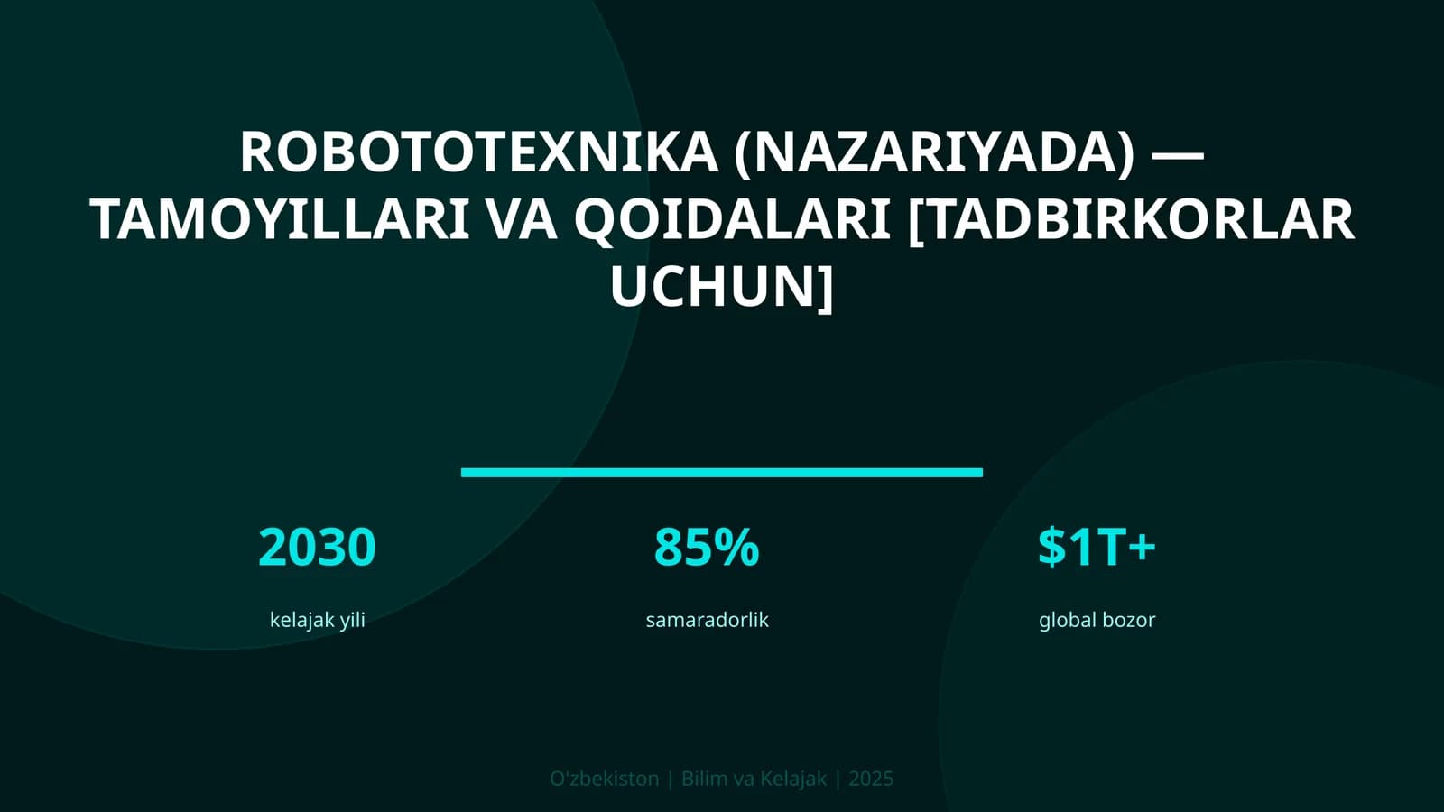 Robototexnika (NAZARIYADA) — TAMOYILLARI VA QOIDALARI [TADBIRKORLAR UCHUN]