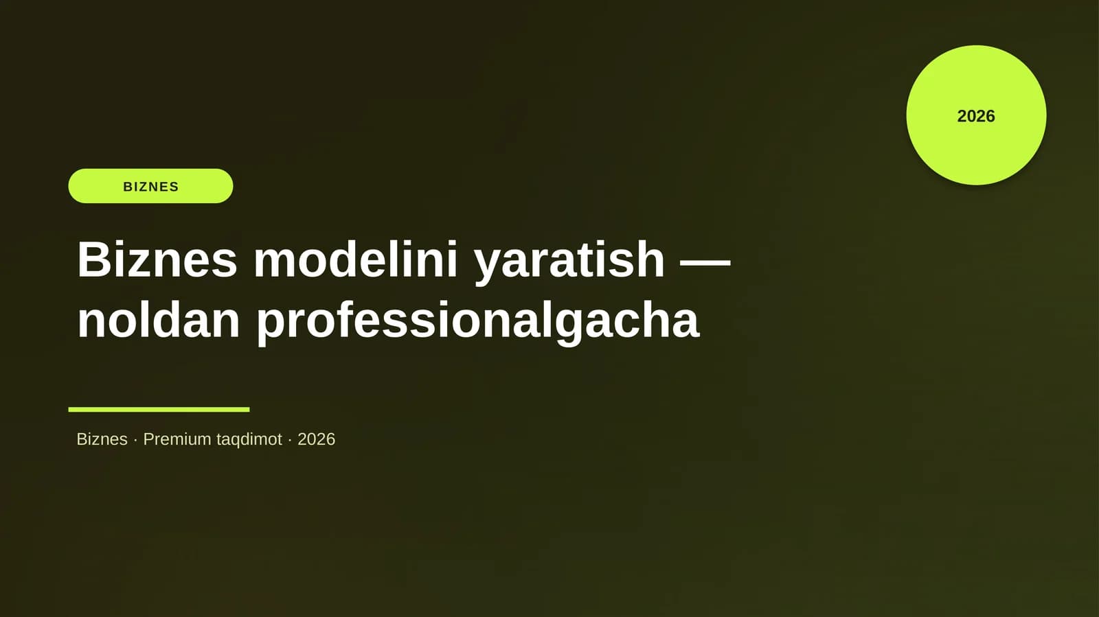 Biznes modelini yaratish — noldan professionalgacha