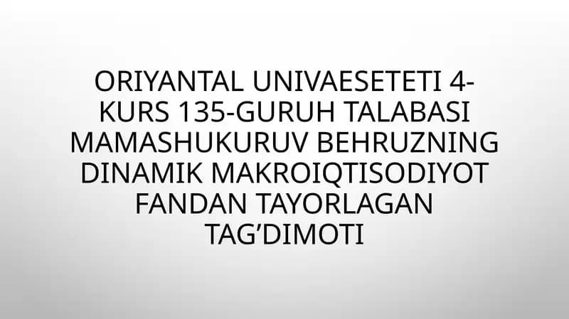 Inavatsiyalarningdinamikmodelari