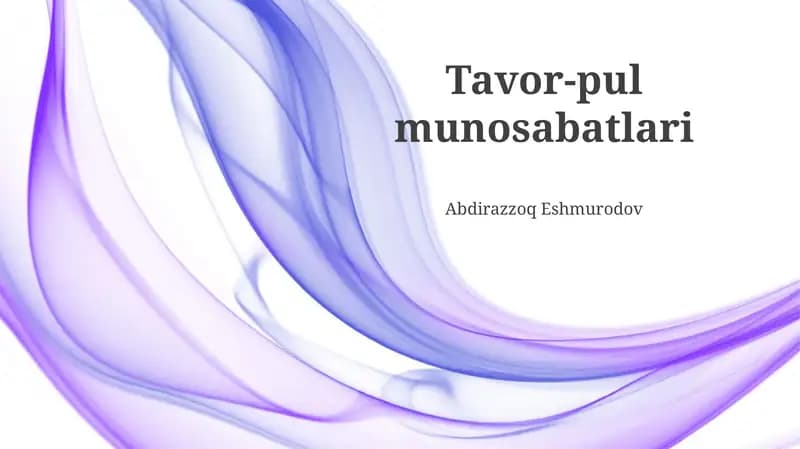 Tavors-Pul Munosabatlari