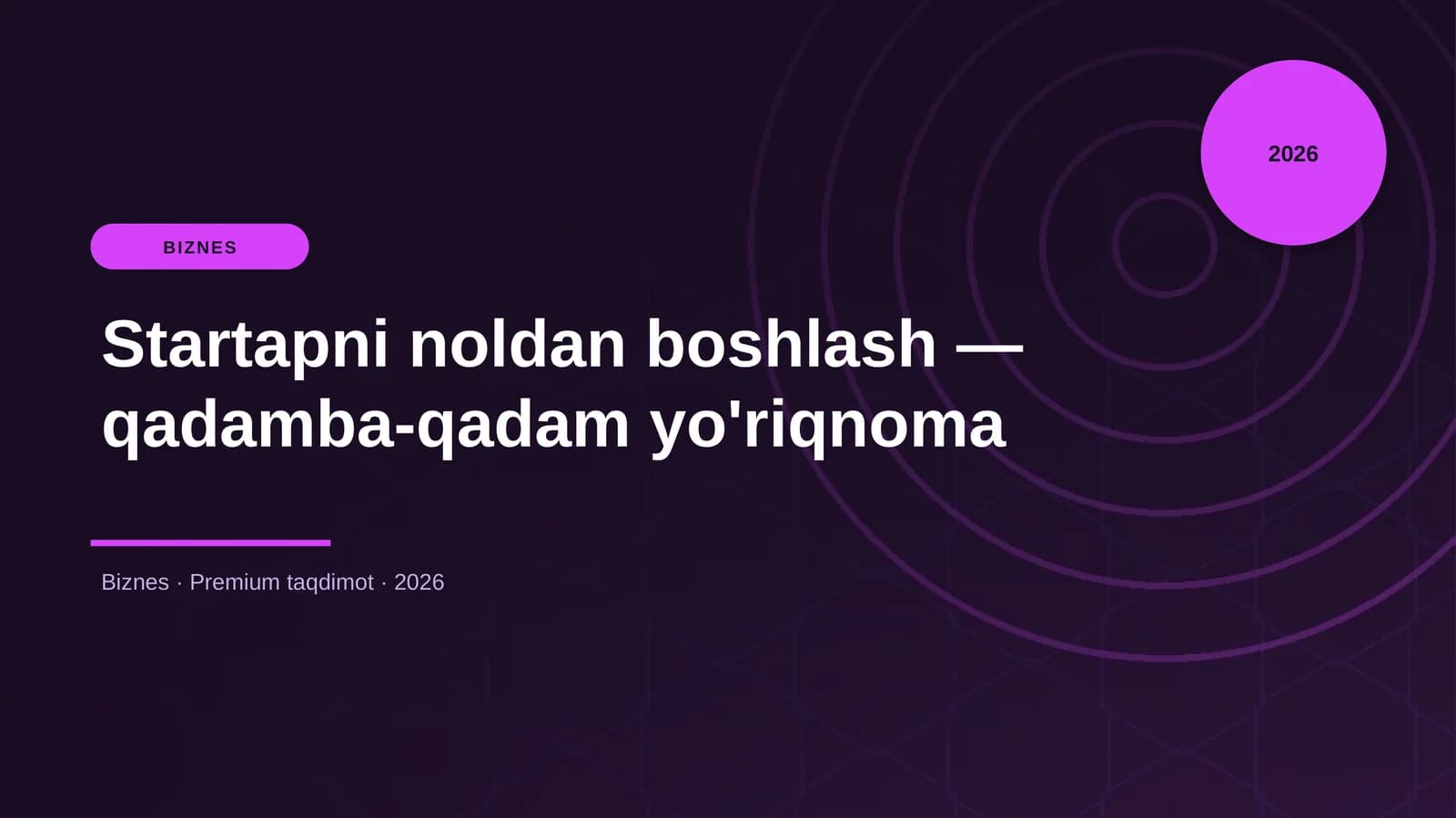Startapni noldan boshlash — qadamba-qadam yo'riqnoma