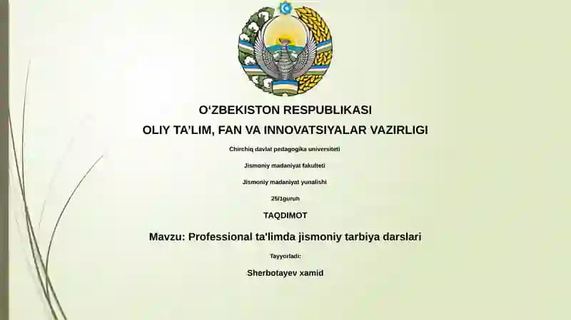 Professional ta'limda jismoniy tarbiya darslari