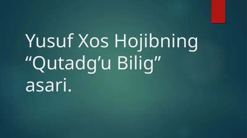 Qutadg’u Bilig