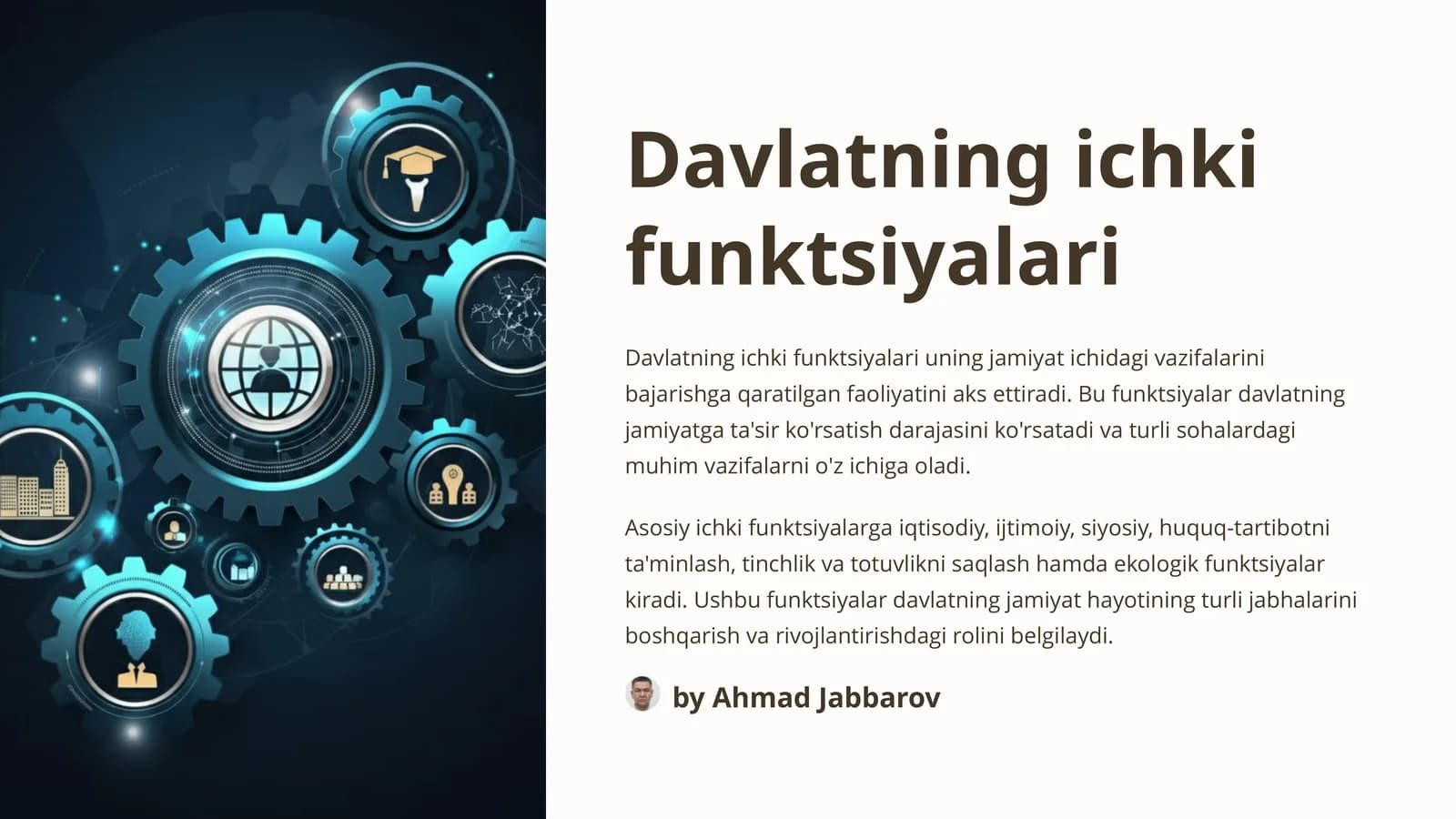Davlatning ichki funktsiyalari