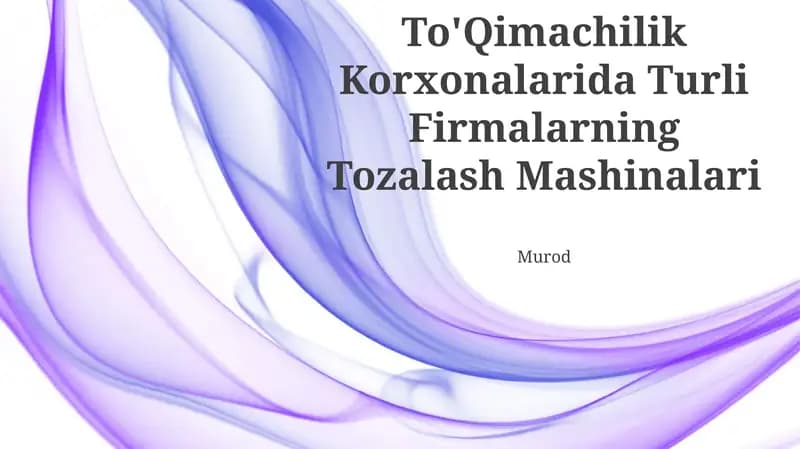 Tozalash Mashinalari