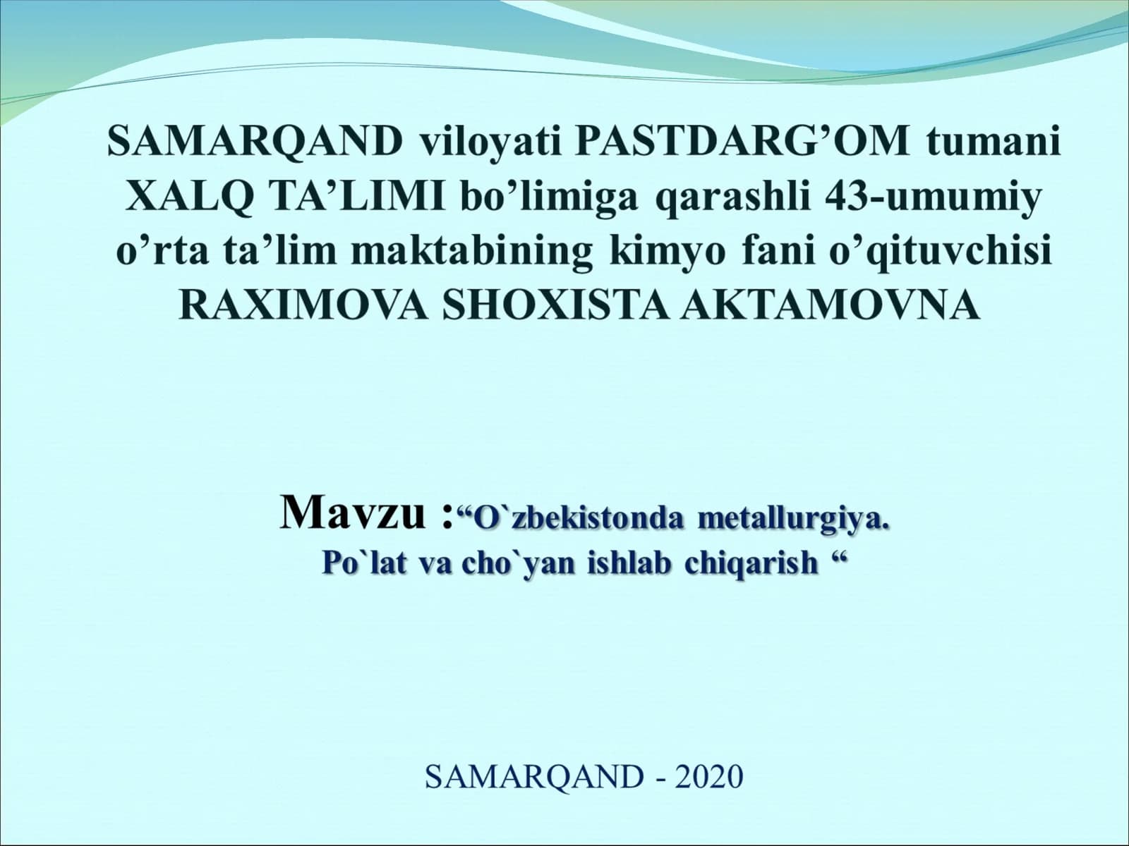 Metallurgik pechlar va ularda boradigan jarayonlar