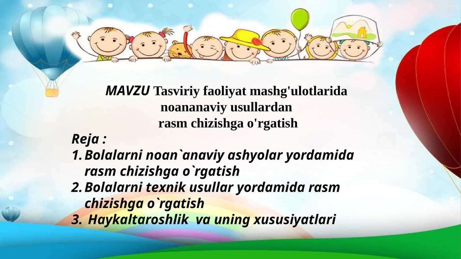Tasviriy faoliyat mashg'ulotlarida noananaviy usullardan rasm chizishga o'rgatish