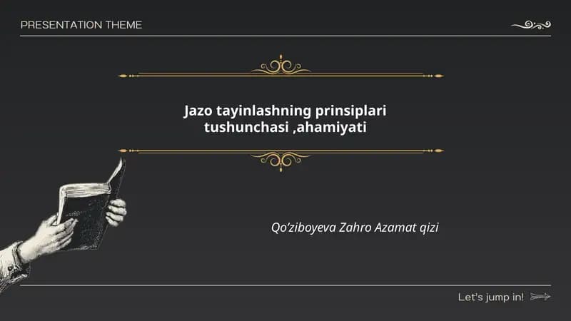 Jazo tayinlashning prinsiplari tushunchasi,ahamiyati