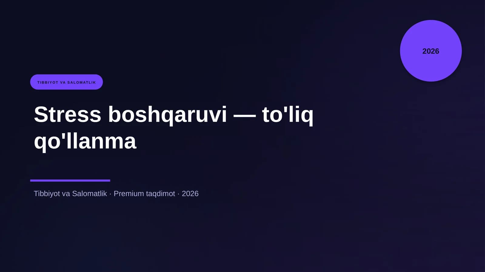 Stress boshqaruvi — to'liq qo'llanma