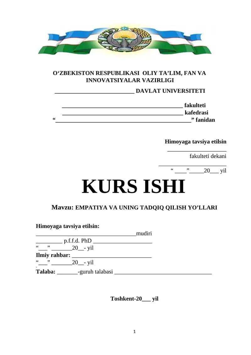 EMPATIYA VA UNING TADQIQ QILISH YO’LLARI
