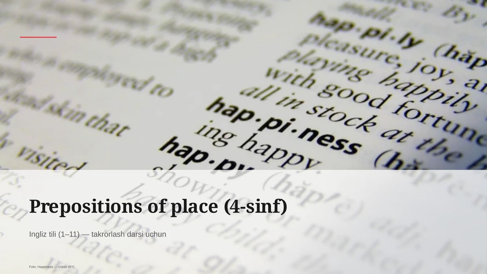 Prepositions of place (4-sinf)