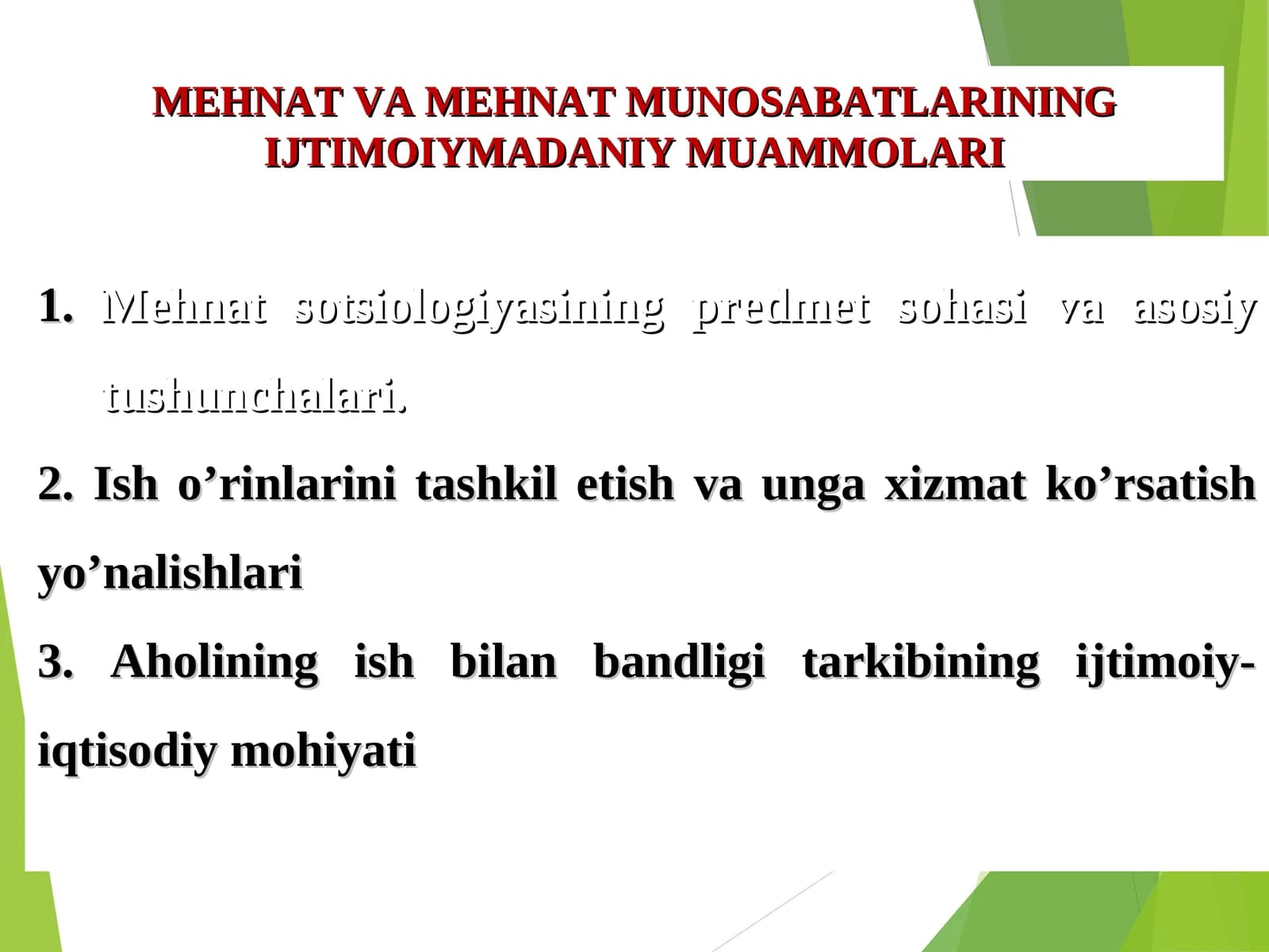 Mehnat va Mehnat Munosabatlari Ijtimoiymadaniy Muammolari