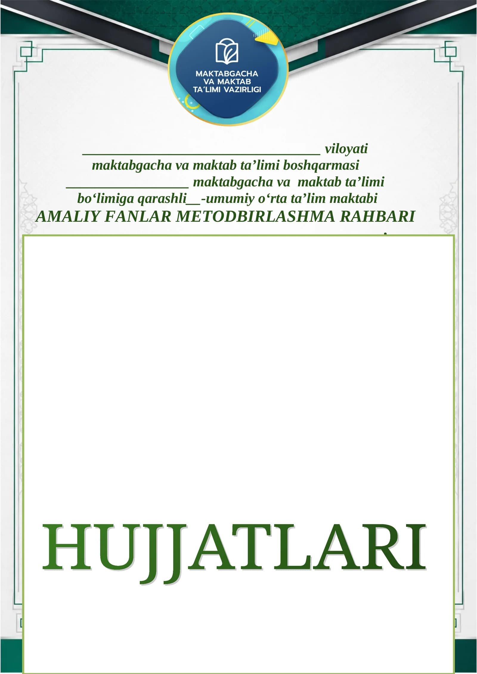 AMALIY FANLAR METODBIRLASHMA RAHBARI