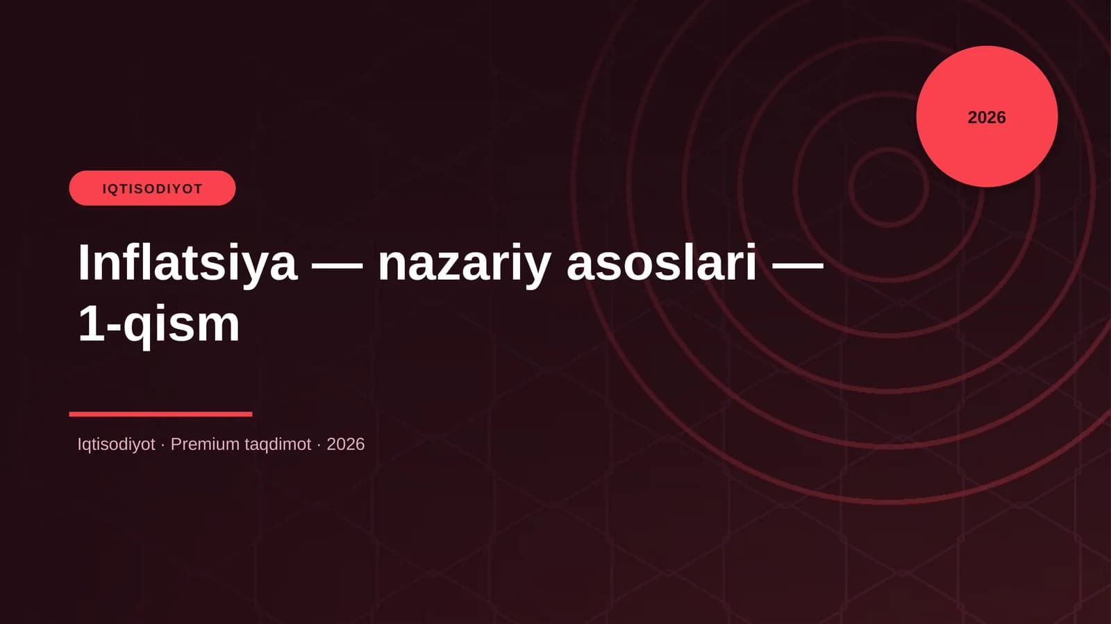 Inflatsiya — nazariy asoslari — 1-qism