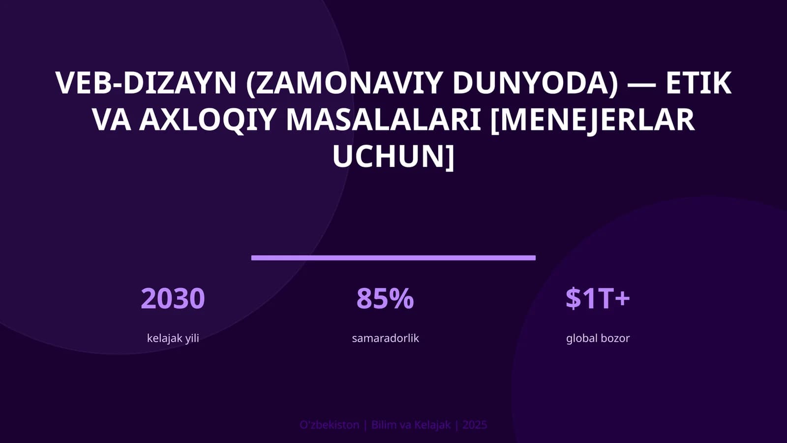 VEB-DIZAYN (ZAMONAVIY DUNYODA) — ETIK VA AXLOQIY MASALALARI [MENEJERLAR UCHUN]