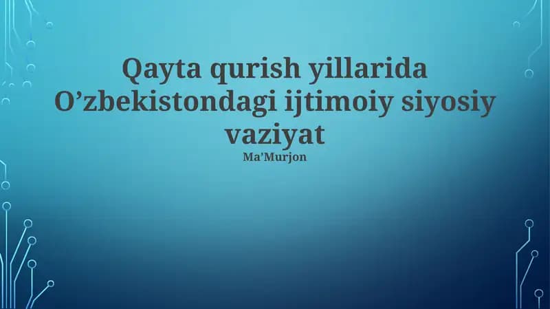 Siyosiy islohotlar: Avtoritarizmdan demokratiyagachami?