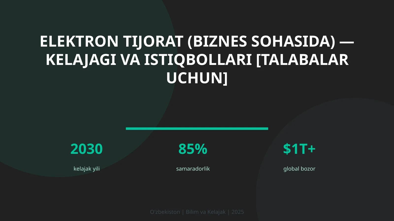 Elektron tijorat (biznes sohasida) — kelajagi va istiqbollari [talabalar uchun]