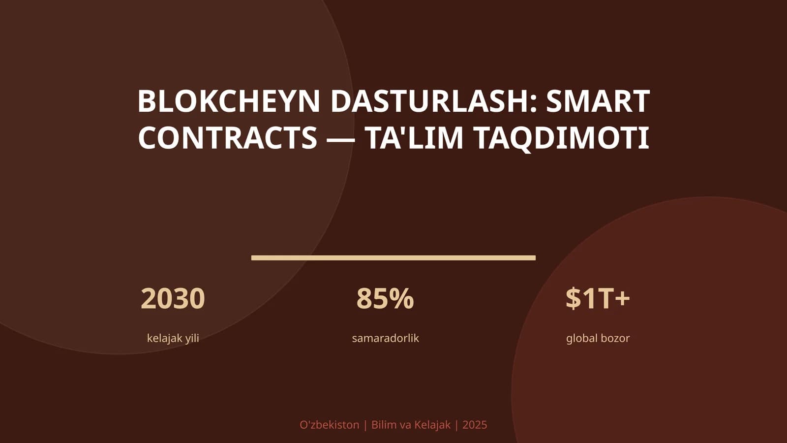 Blokcheyn dasturlash: Smart contracts — ta'lim taqdimoti