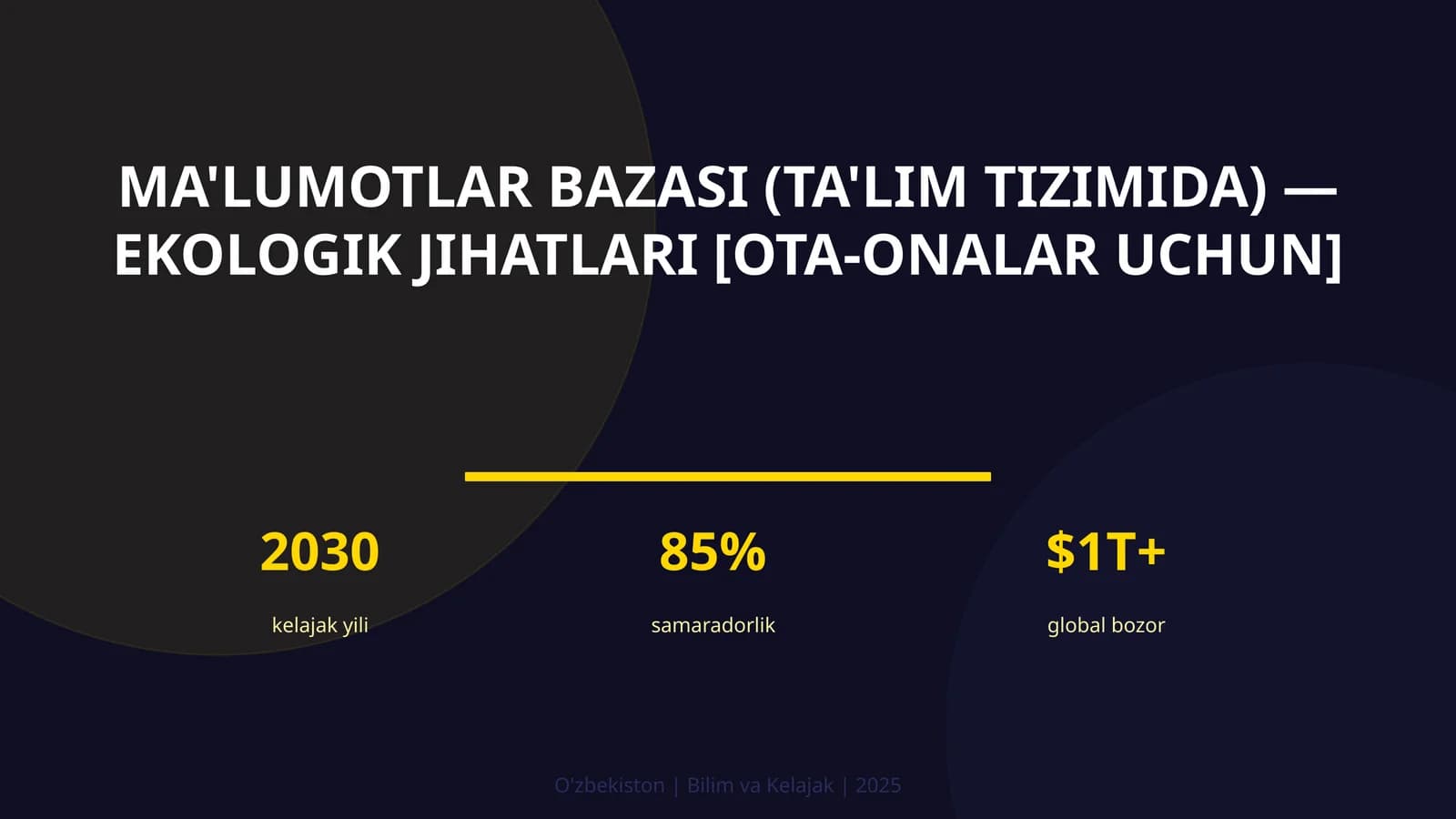 Ma'lumotlar bazasi (ta'lim tizimida) — ekologik jihatlari [ota-onalar uchun]
