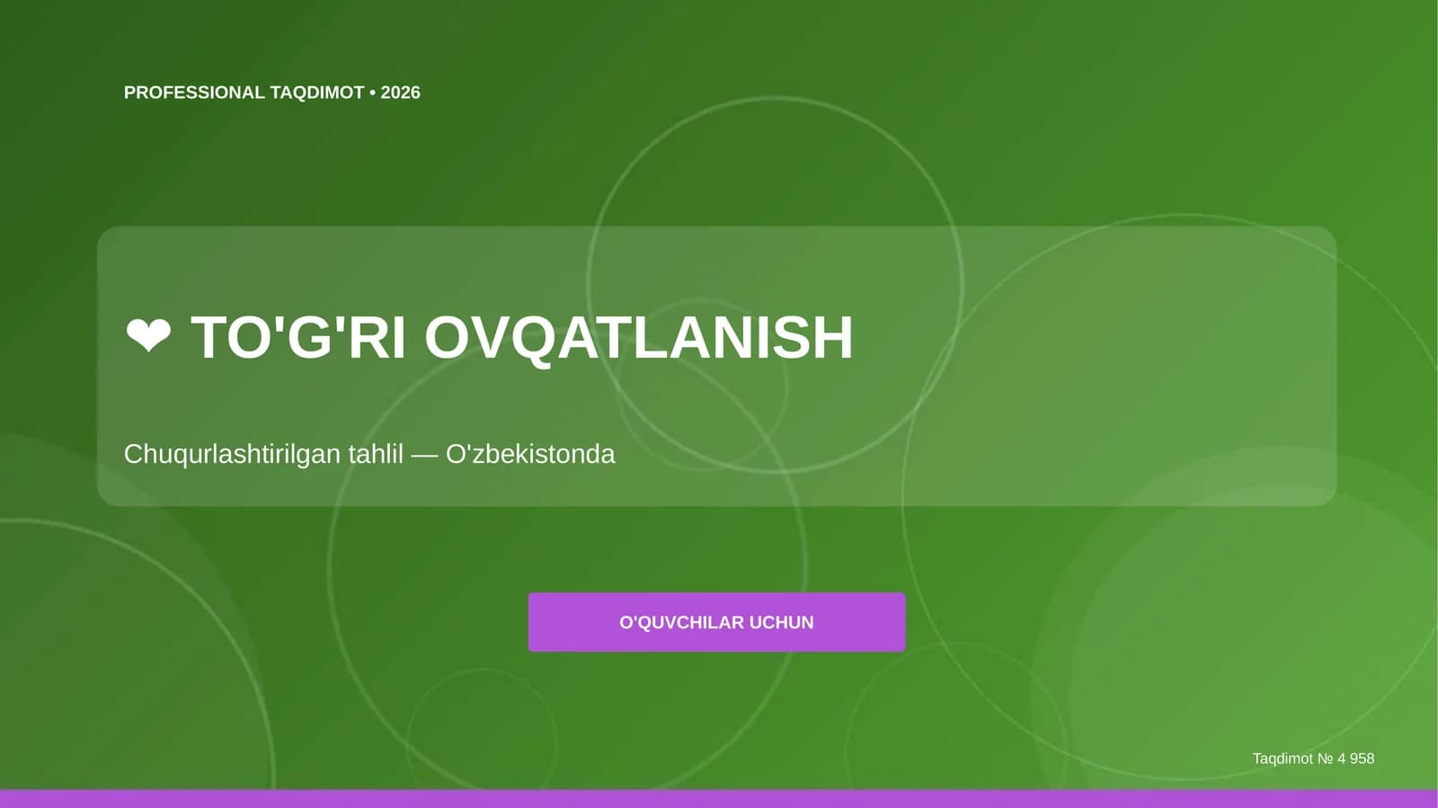 TO'G'RI OVQATLANISH