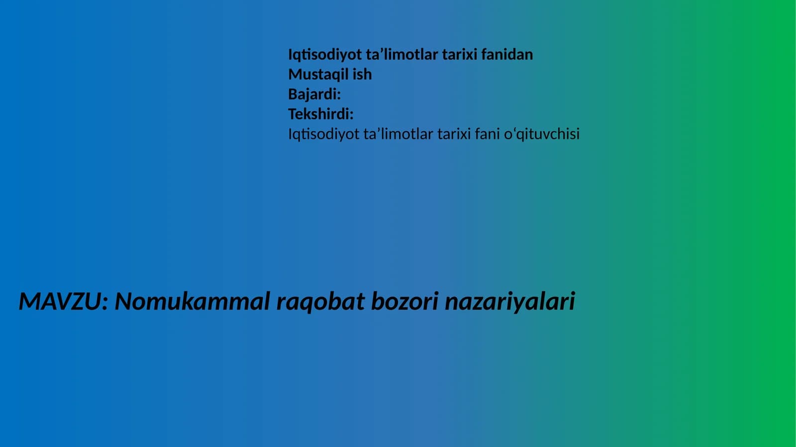 Nomukammal raqobat bozori nazariyalari