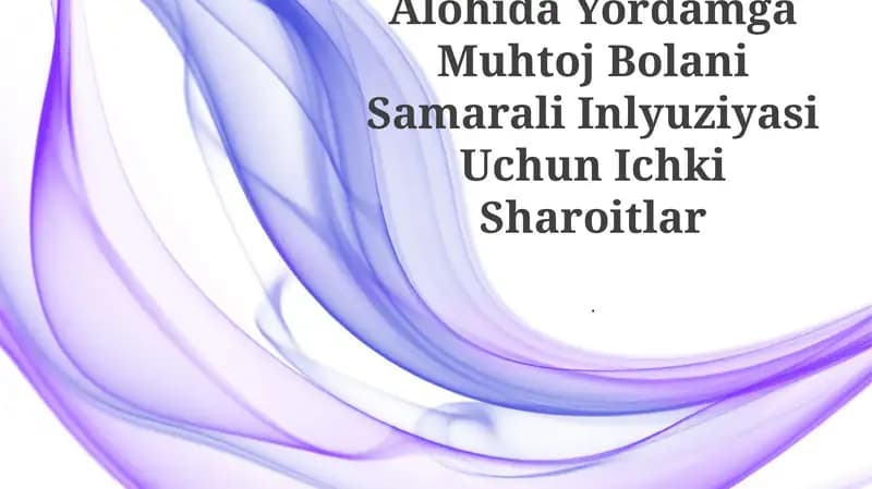 Alohida Yordamga Muhtoj Bolani Samarali Inlyuziyasi Uchun Ichki Sharoitlar