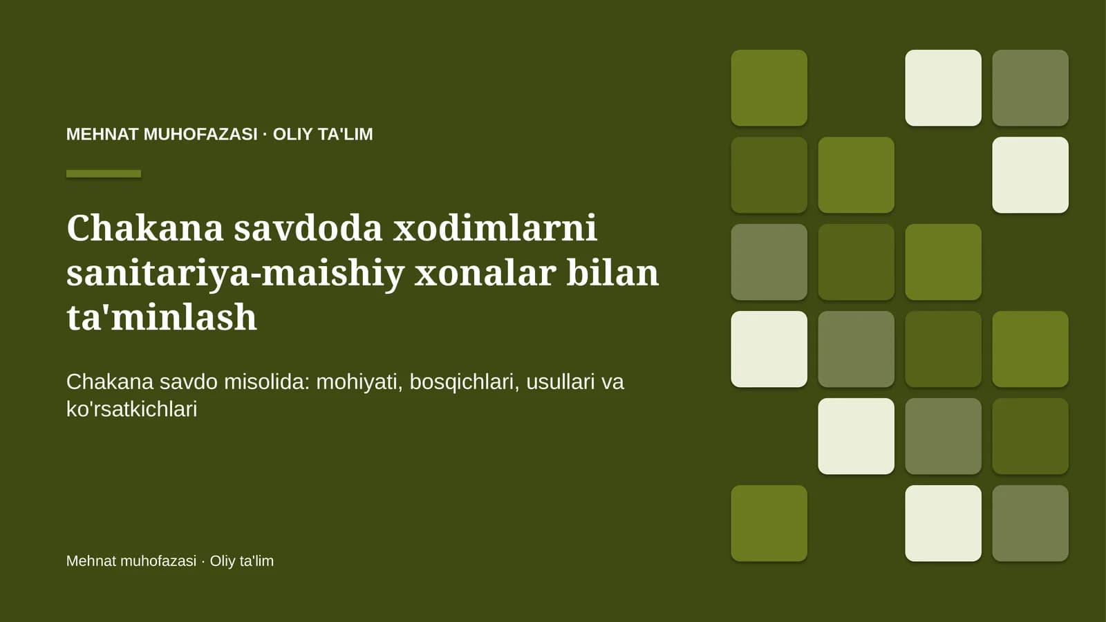 chakana savdoda xodimlarni sanitariya maishiy xonalar bilan ta'minlash 3182