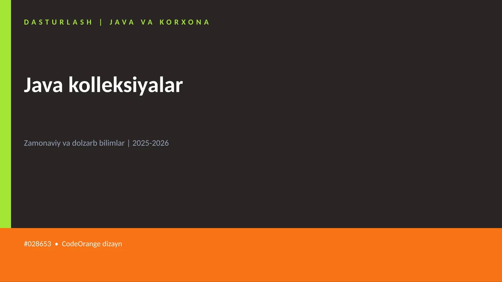 DASTURLASH | JAVA VA KORXONA