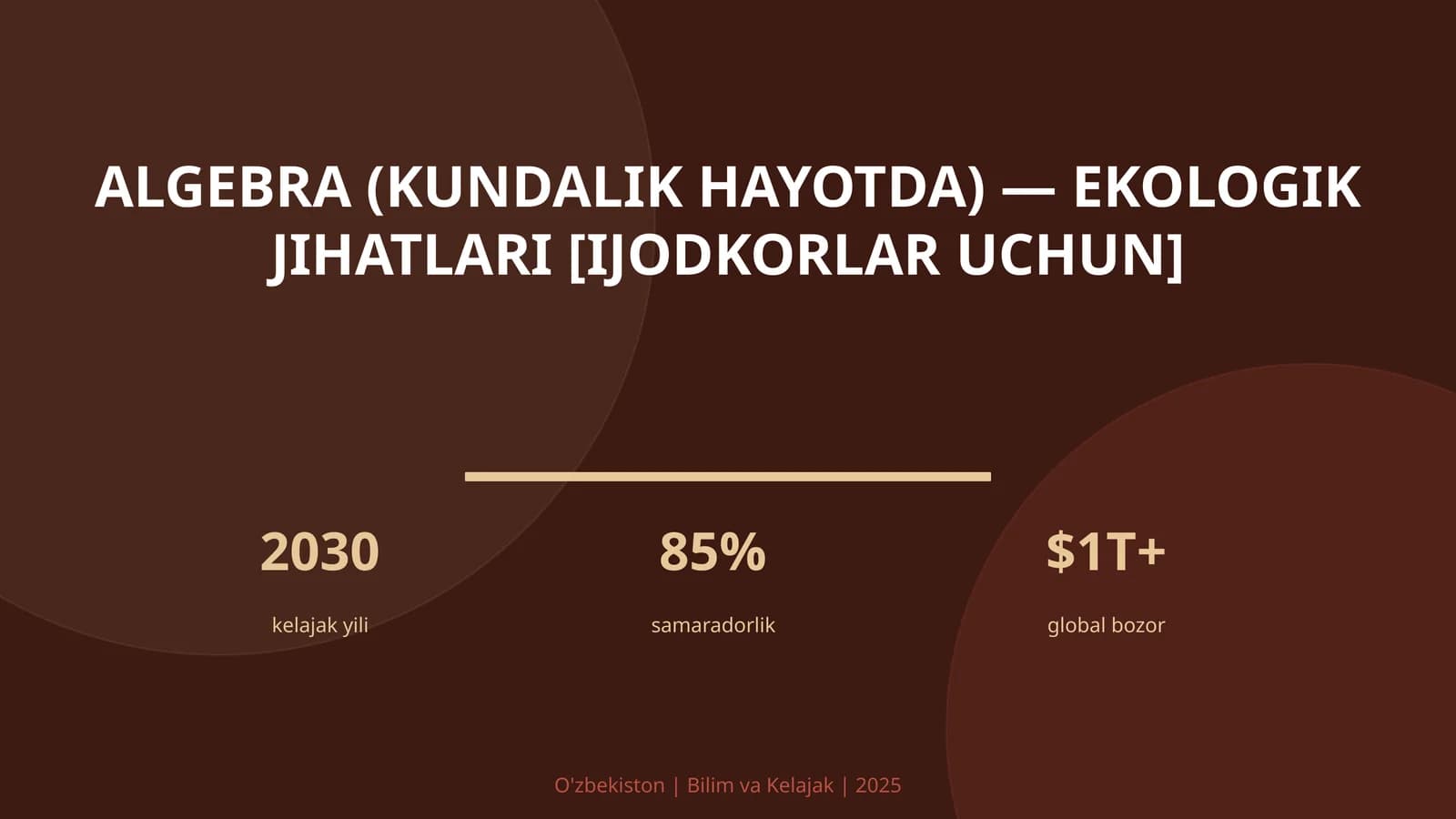 Algebra (Kundalik hayotda) — Ekologik jihatlari [Ijodkorlar uchun]
