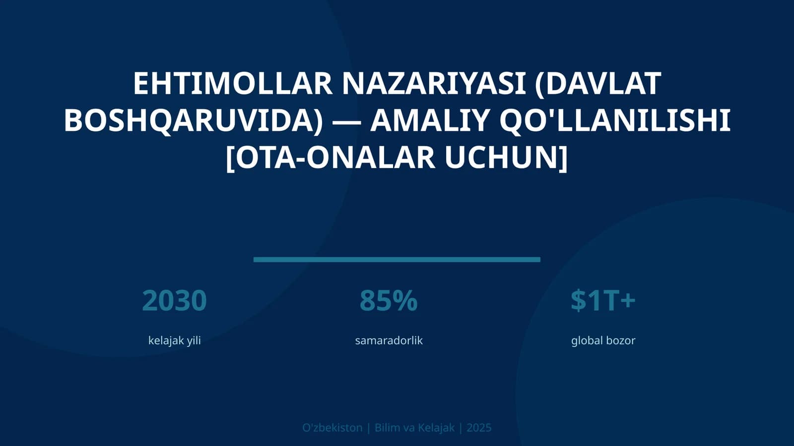 Ehtimollar nazariyasi (davlat boshqaruvida) — amaliy qo'llanilishi [ota-onalar uchun]