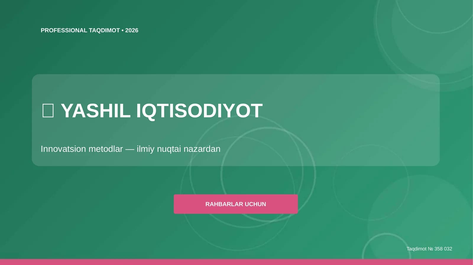 Yashil Iqtisodiyot: Innovatsion Metodlar (Ilmiy Nuqtai Nazardan) [Rahbarlar Uchun]