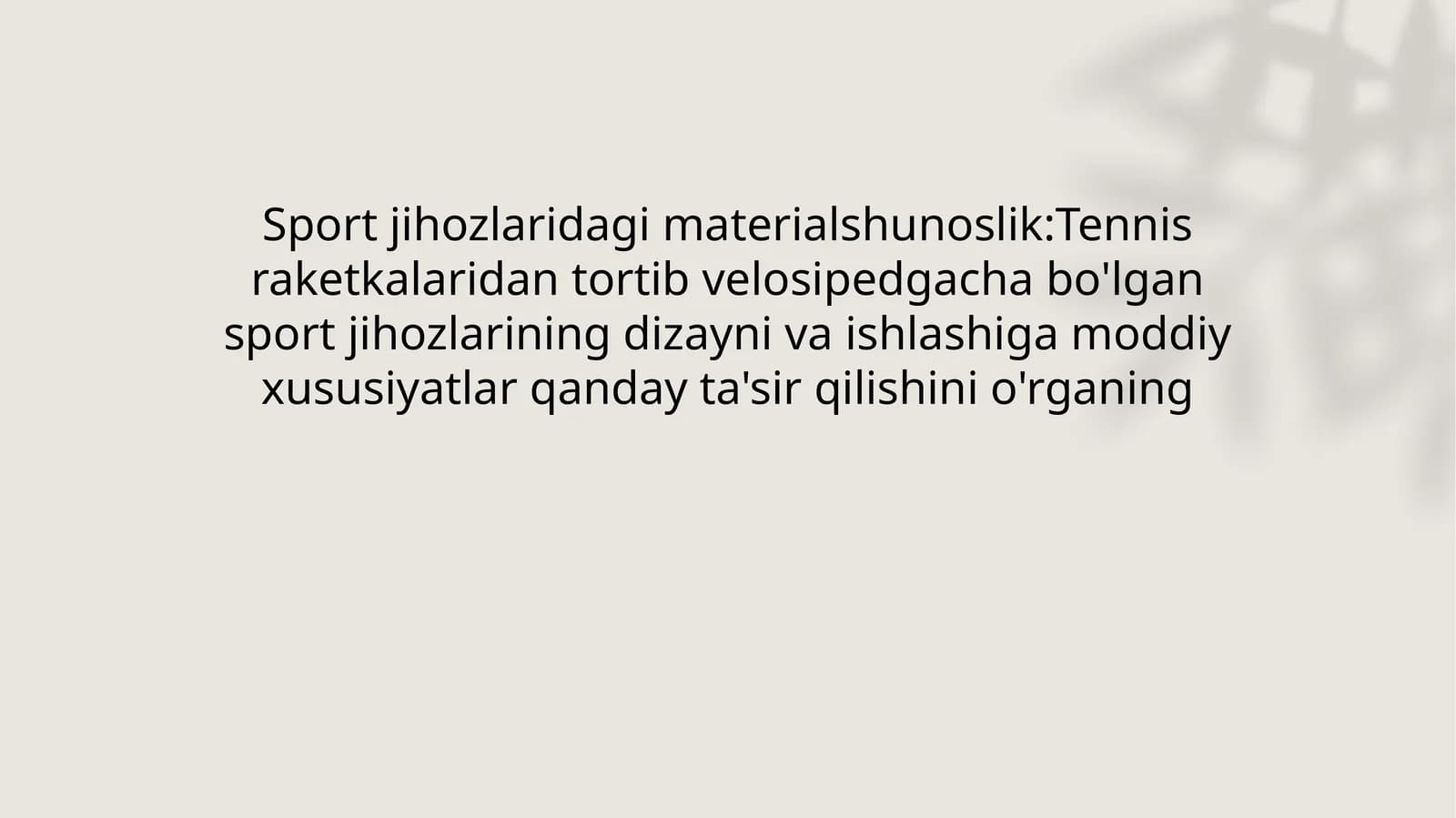 Sport jihozlaridagi materialshunoslik