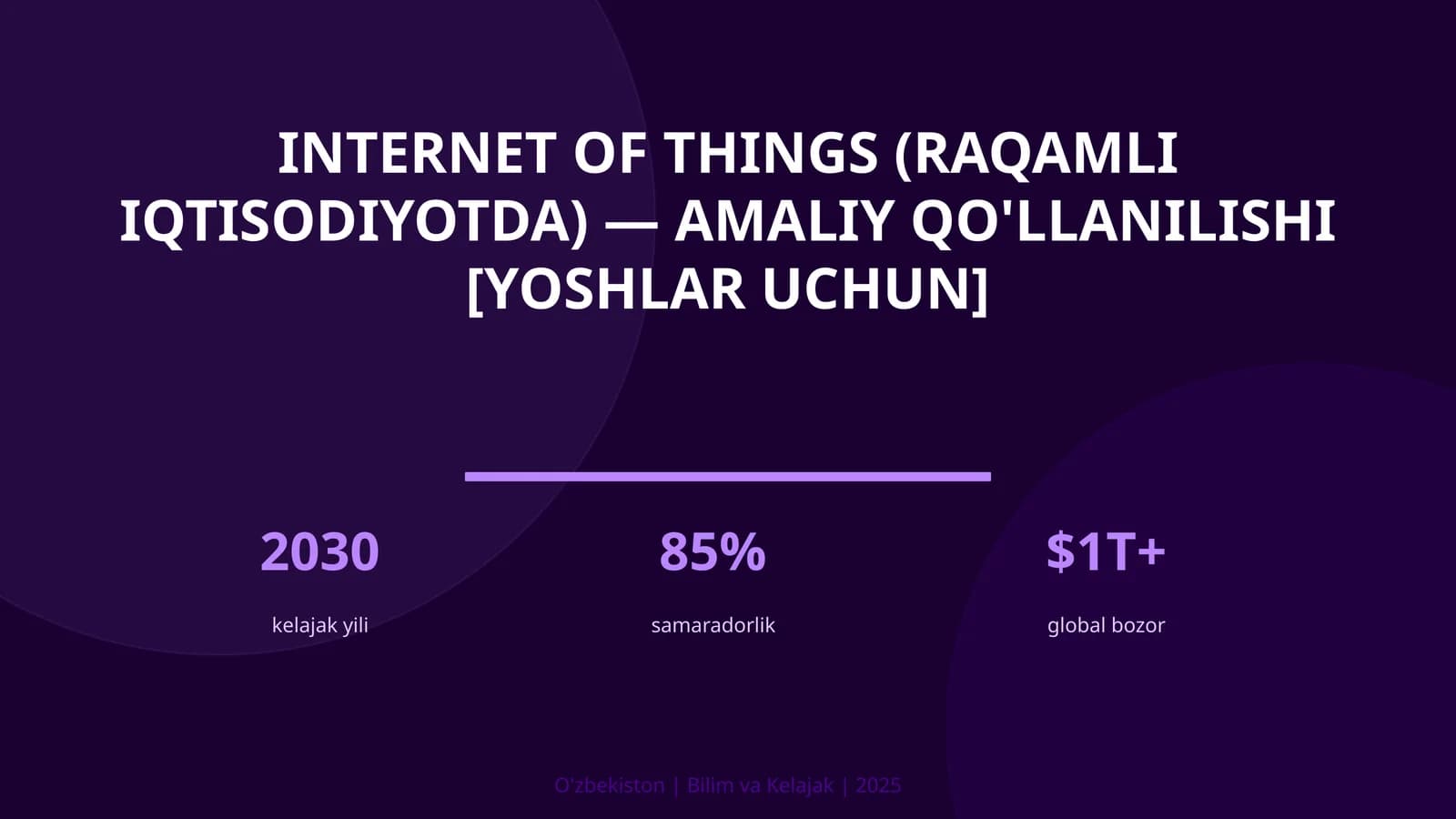 Internet of Things (raqamli iqtisodiyotda) — amaliy qo'llanilishi [yoshlar uchun]