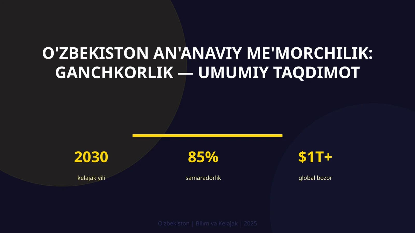 O'zbekiston an'anaviy me'morchilik: ganchkorlik — umumiy taqdimot
