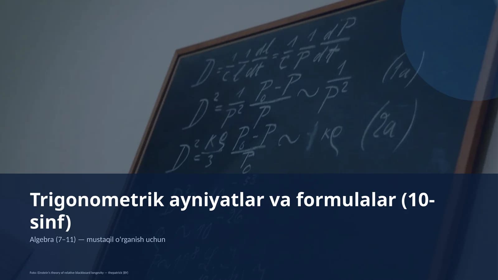 Trigonometrik ayniyatlar va formulalar (10-sinf)