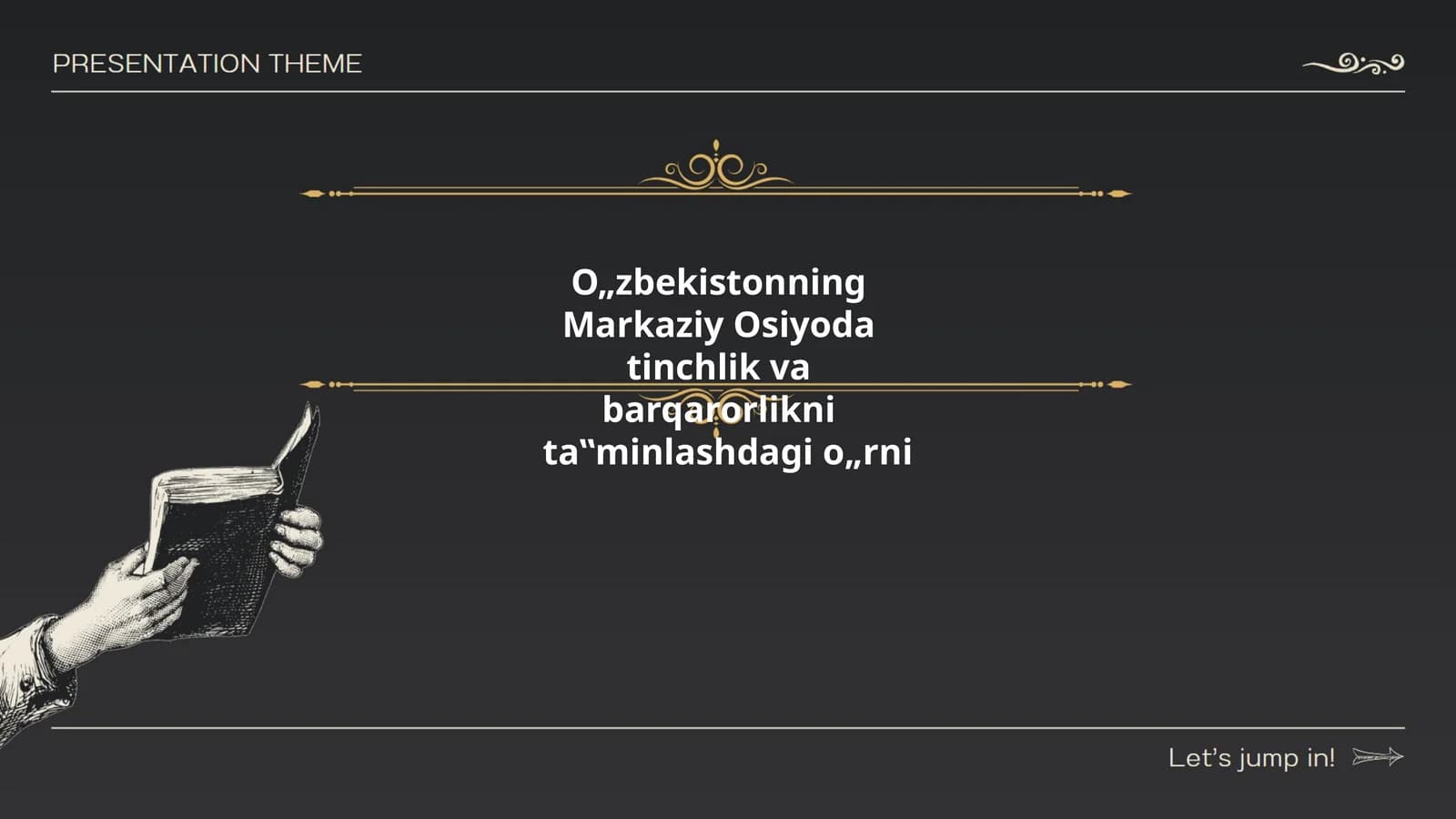 Oʻzbekistonning Markaziy Osiyoda tinchlik va barqarorlikni ta‟minlashdagi o„rni