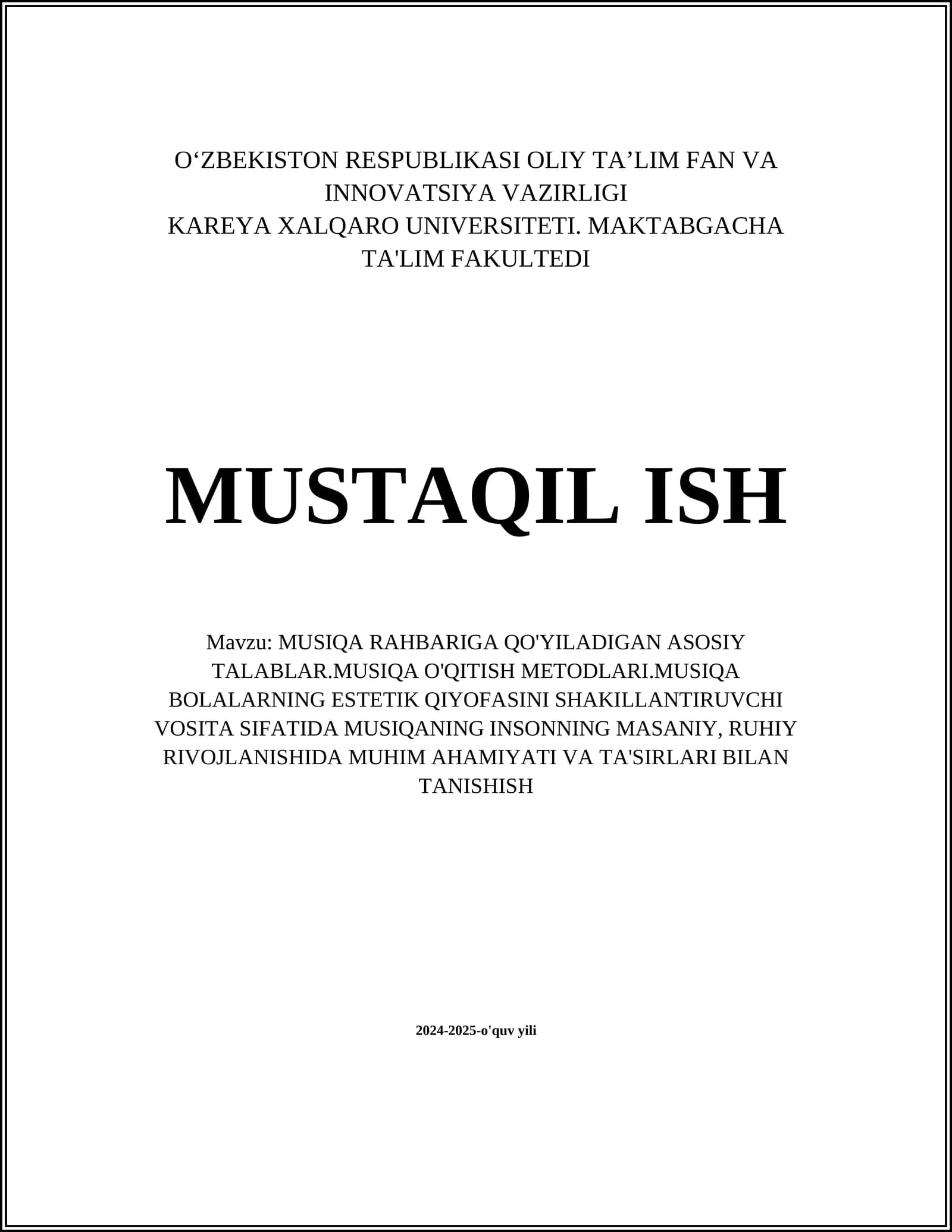 Musiqa Rahbariga Qo'yiladigan Asosiy Talablar