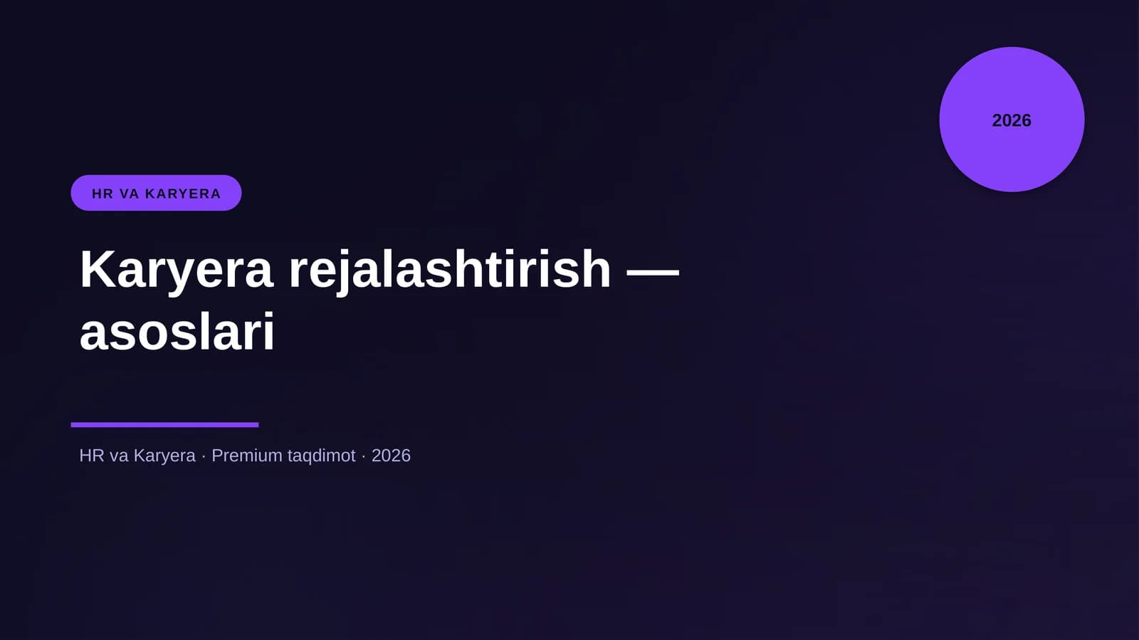 Karyera rejalashtirish — asoslari
