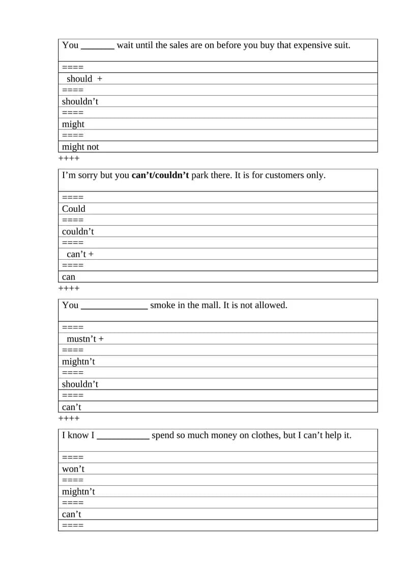Modal verbs exercise