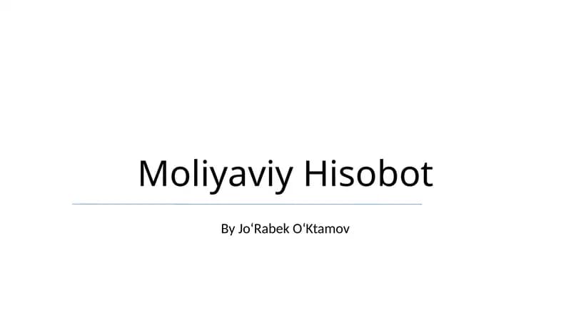 Moliyaviy Hisobot