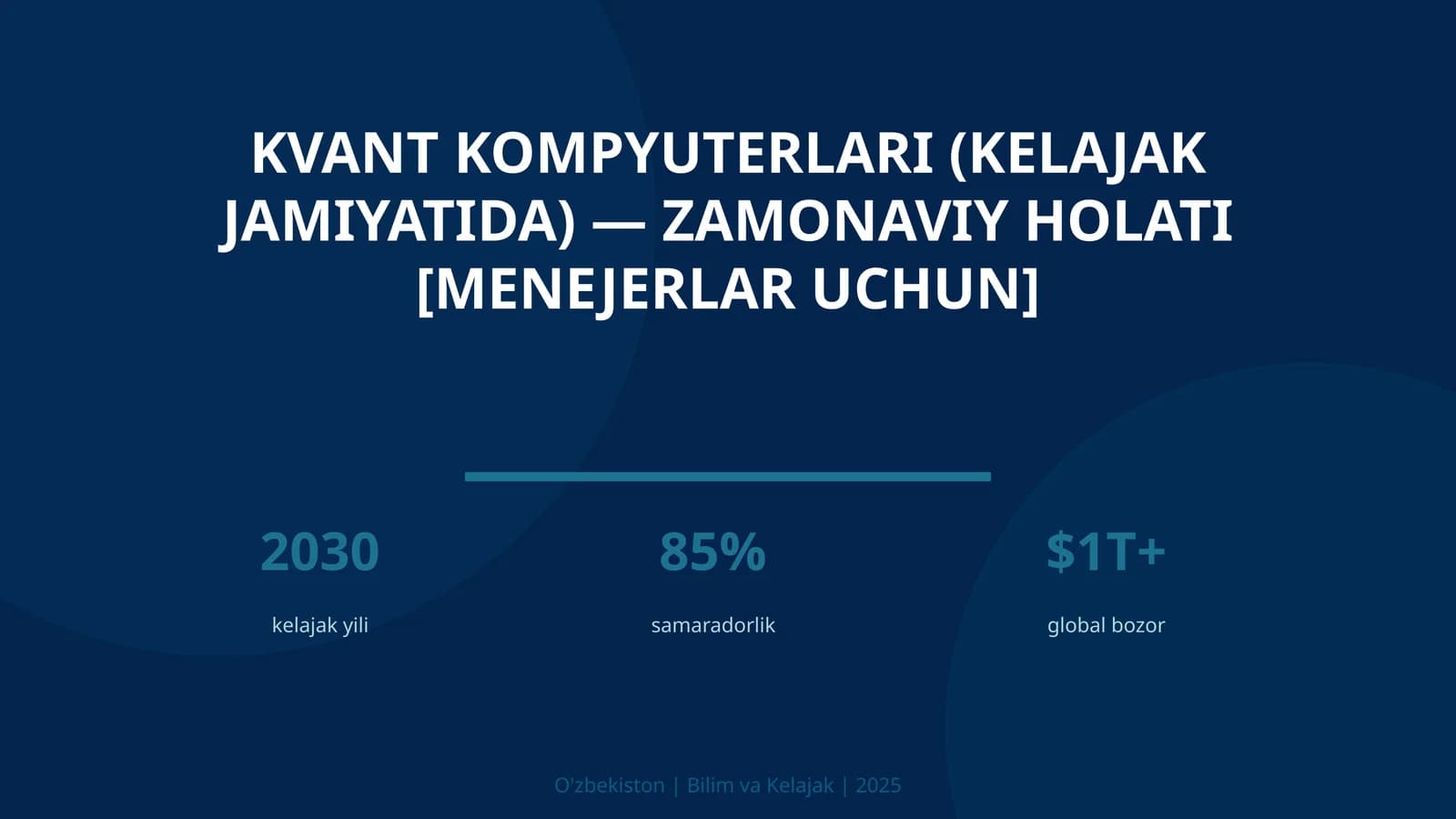 Kvant kompyuterlari (kelajak jamiyatida) — zamonaviy holati [menejerlar uchun]