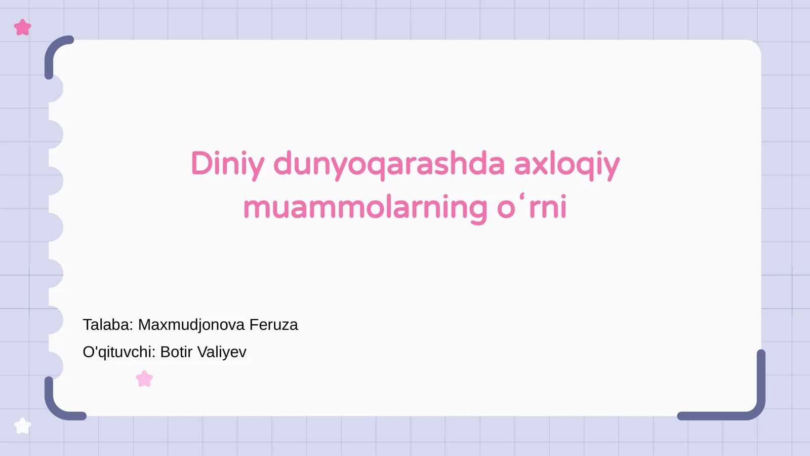 Diniy dunyoqarashda axloqiy muammolarning oʻrni