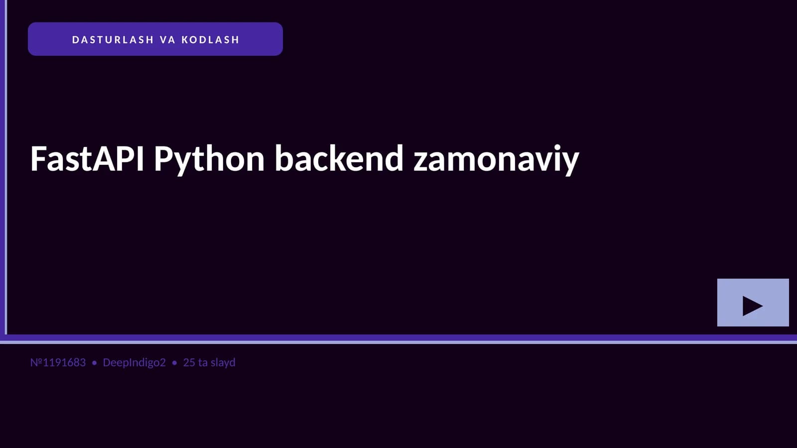 FastAPI Python backend zamonaviy
