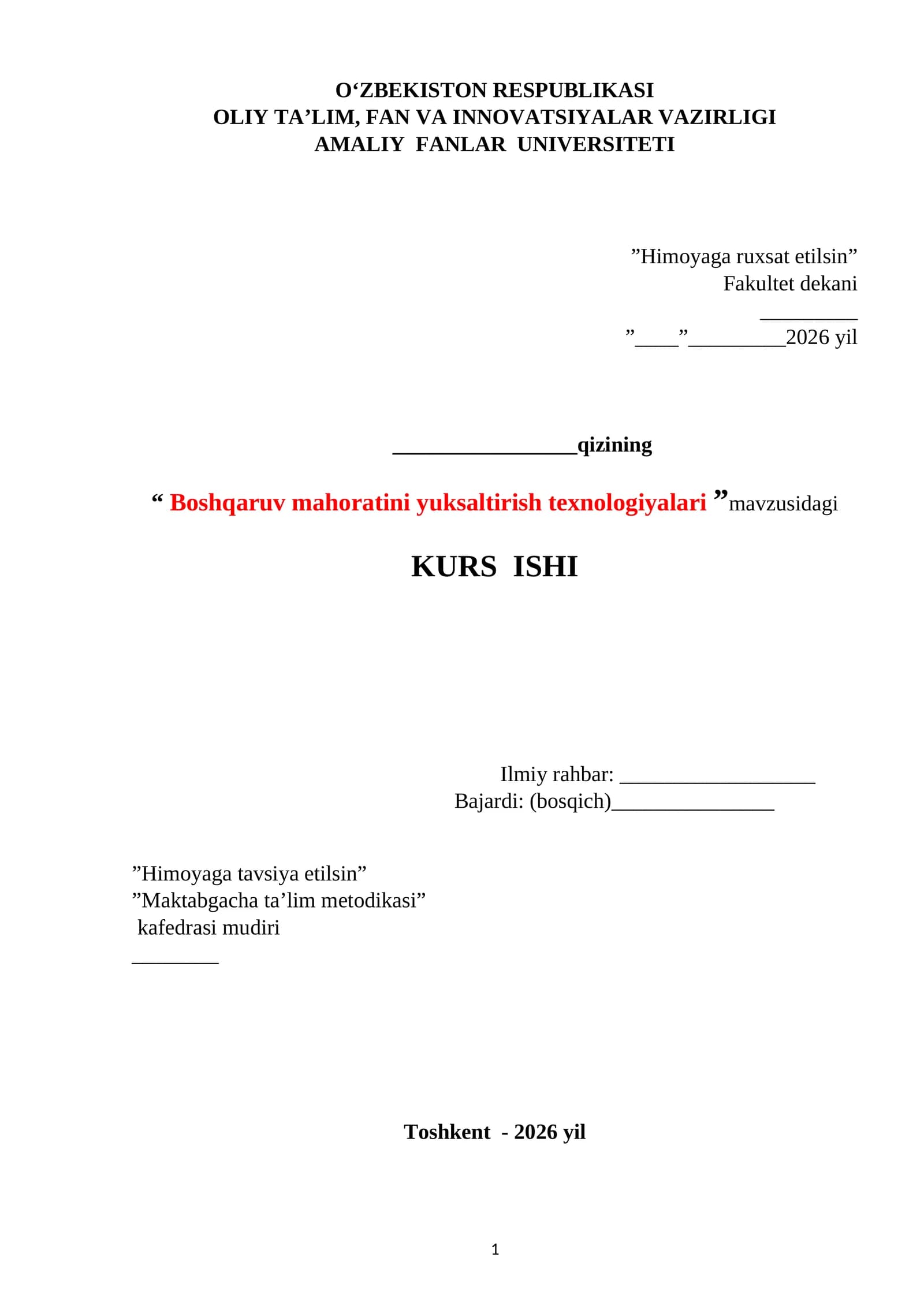 Boshqaruv mahoratini yuksaltirish texnologiyalari