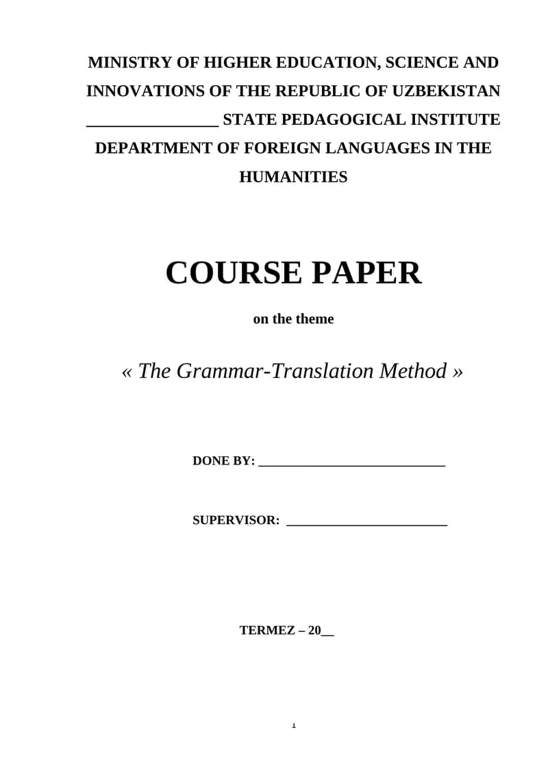 The Grammar-Translation Method