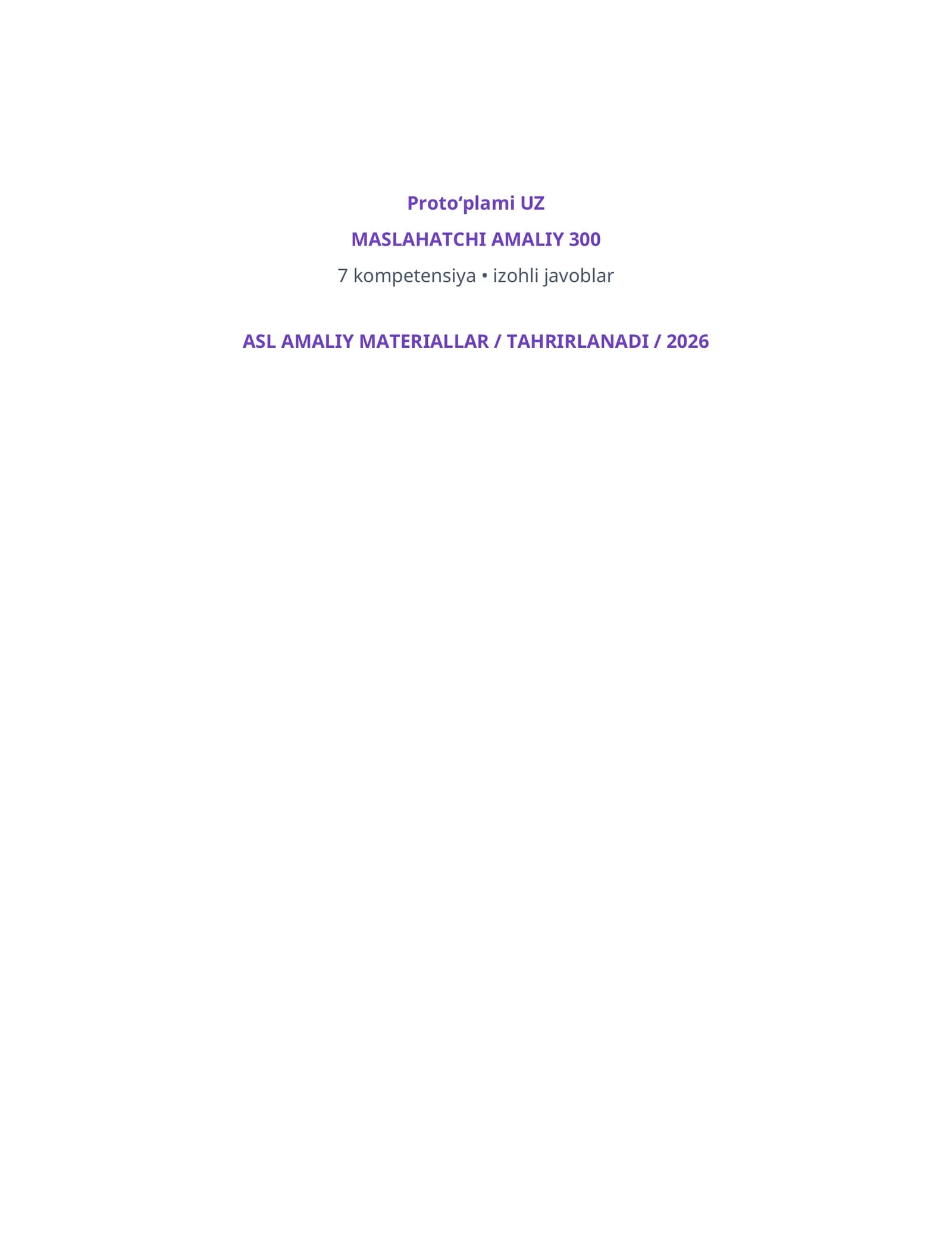 Maslahatchi Amaliy Testlari 300