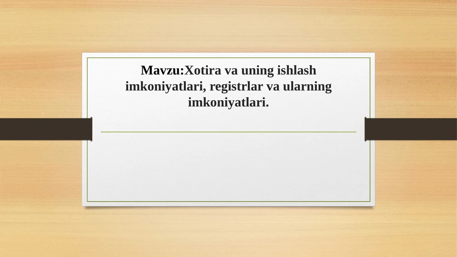 Zamonaviy kompyuterlarni ko’p satxli tashkil qilinishi