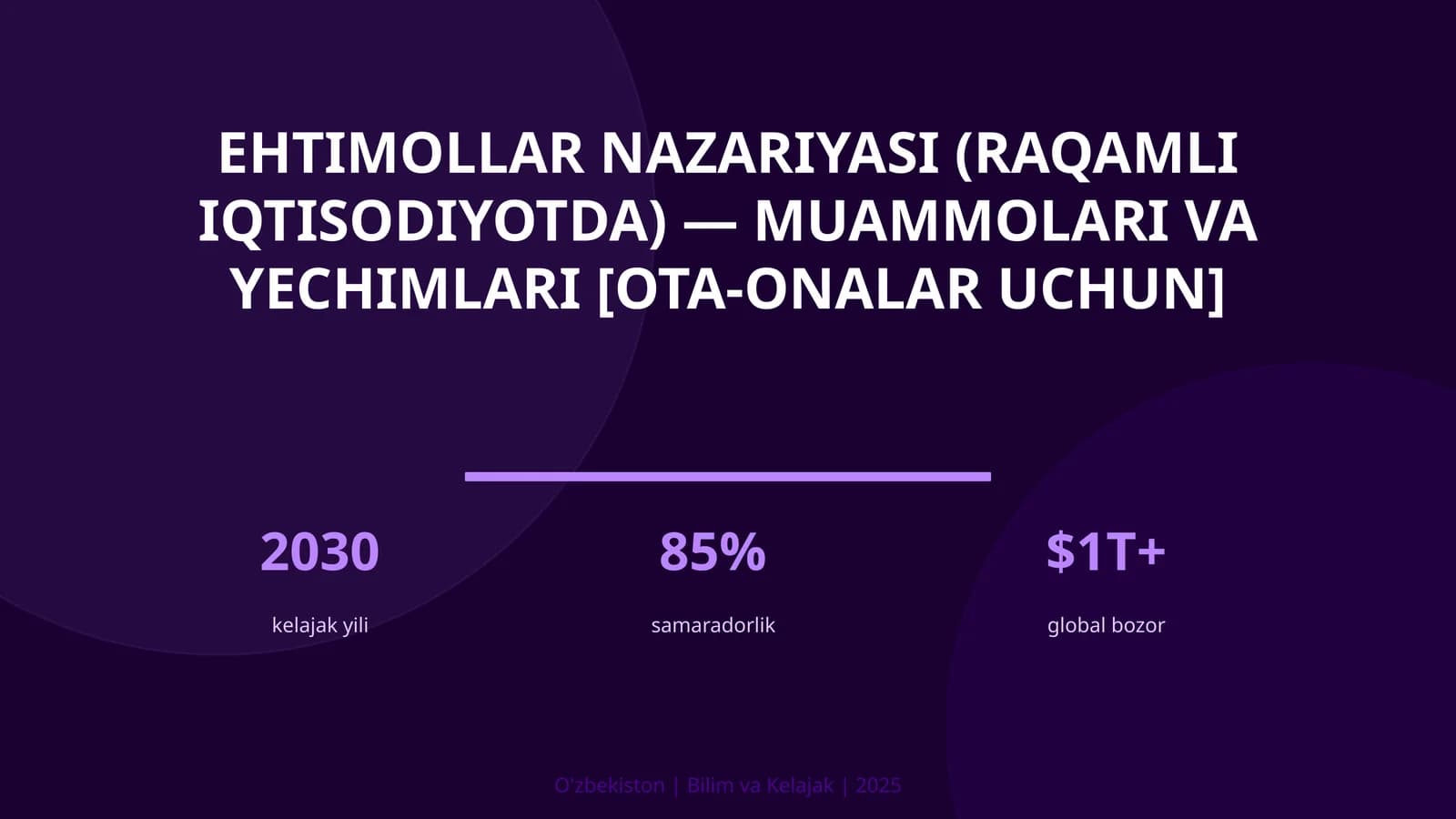 Ehtimollar nazariyasi (raqamli iqtisodiyotda) — muammolari va yechimlari [ota-onalar uchun]